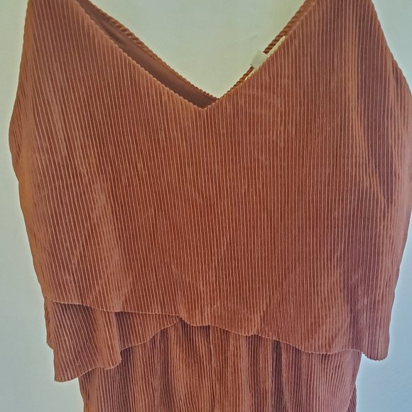 Silence & Noise Corduroy Rustic Copper Romper with Spaghetti Straps Sizes XS - Picture 2 of 16